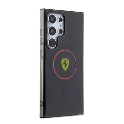 Galaxy S24 Ultra Kılıf Ferrari Orjinal Lisanslı M-safe Şarj Özellikli Füme İç Yüzey Circle Line Kapak