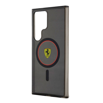 Galaxy S24 Ultra Kılıf Ferrari Orjinal Lisanslı M-safe Şarj Özellikli Füme İç Yüzey Circle Line Kapak