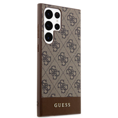 Galaxy S24 Ultra Kılıf Guess Orjinal Lisanslı PU Deri Şerit Logo Dizaynlı Kapak