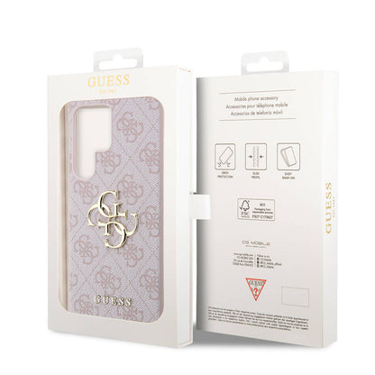 Galaxy S24 Ultra Kılıf Guess Orjinal Lisanslı PU Deri Yazı ve 4G Metal Logolu Desenli Kapak