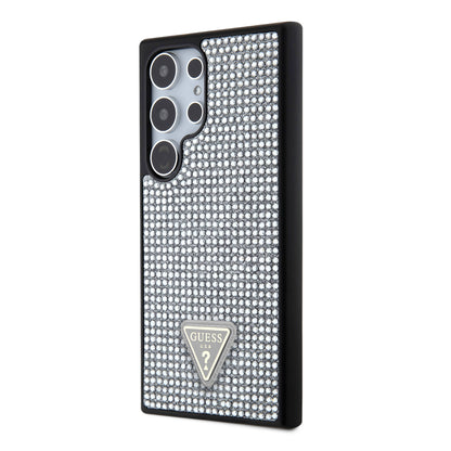 Galaxy S24 Ultra Kılıf Guess Orjinal Lisanslı Taşlı Arka Yüzey Üçgen Logolu Kapak