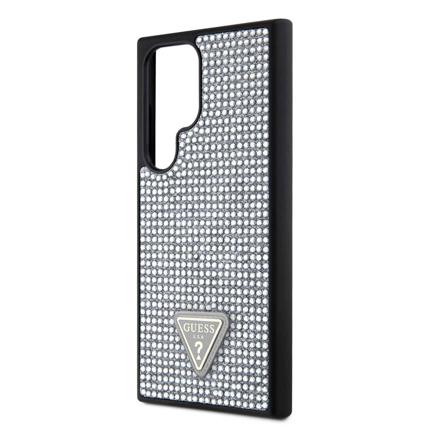 Galaxy S24 Ultra Kılıf Guess Orjinal Lisanslı Taşlı Arka Yüzey Üçgen Logolu Kapak
