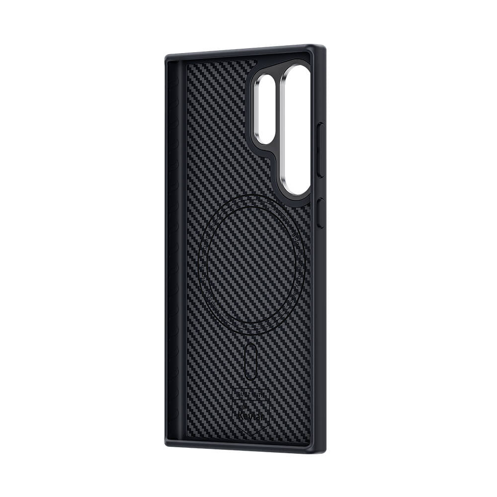 Galaxy S24 Ultra Kılıf Karbon Fiber M-safe Şarj Özellikli Benks Hybrid ArmorPro 600D Kevlar Kapak