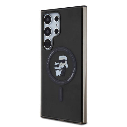 Galaxy S24 Ultra Kılıf Karl Lagerfeld Orjinal Lisanslı M-safe Şarj Özellikli Karl & Choupette IML Baskılı Kapak
