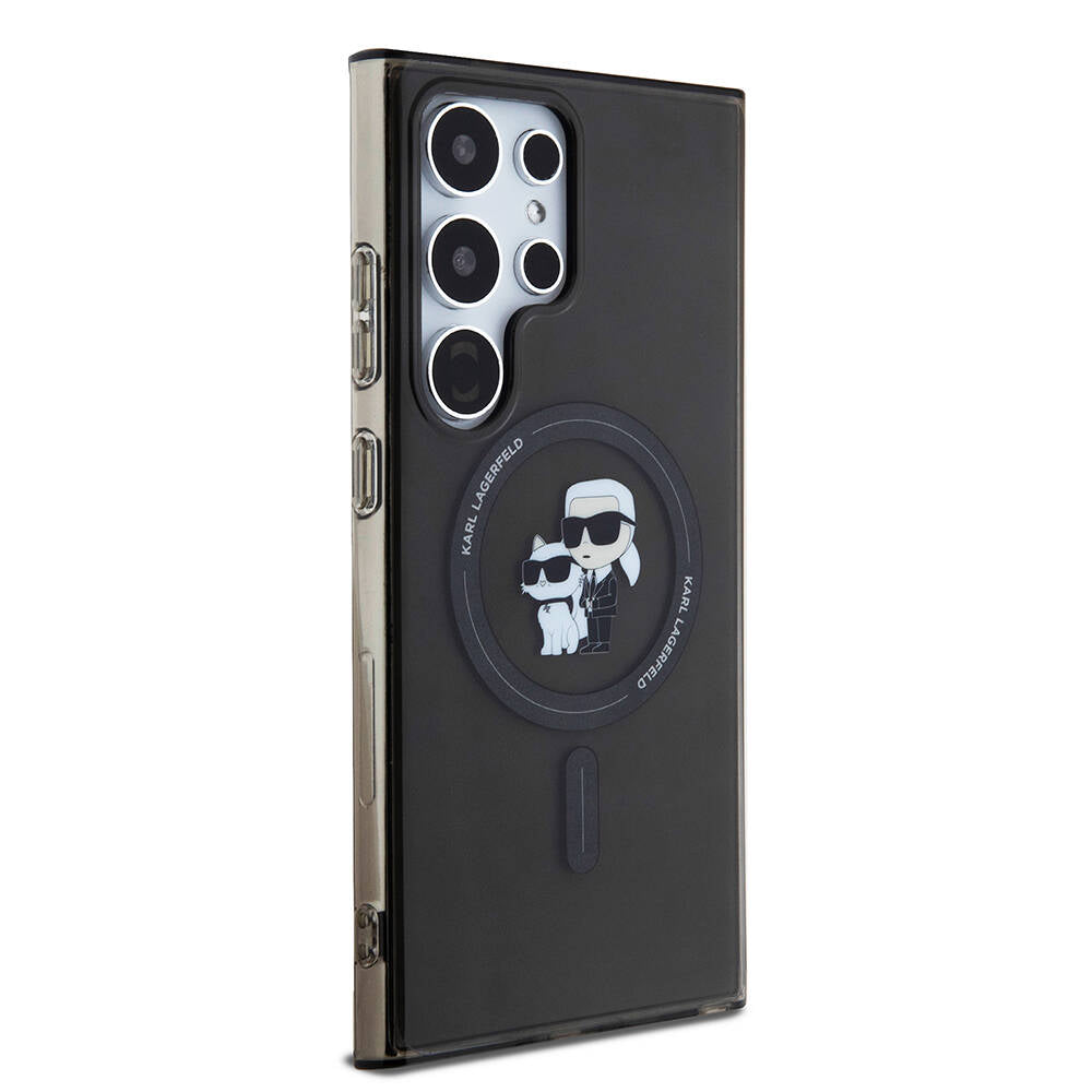 Galaxy S24 Ultra Kılıf Karl Lagerfeld Orjinal Lisanslı M-safe Şarj Özellikli Karl & Choupette IML Baskılı Kapak