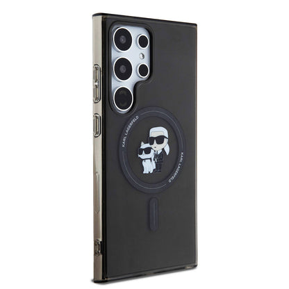 Galaxy S24 Ultra Kılıf Karl Lagerfeld Orjinal Lisanslı M-safe Şarj Özellikli Karl & Choupette IML Baskılı Kapak