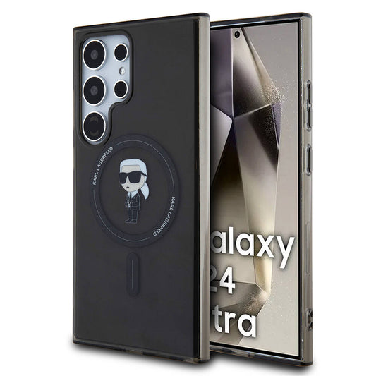 Galaxy S24 Ultra Kılıf Karl Lagerfeld Orjinal Lisanslı M-safe Şarj Özellikli Karl Head IML Baskılı Kapak