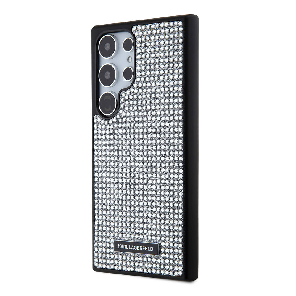 Galaxy S24 Ultra Kılıf Karl Lagerfeld Taşlı Metal Logo Orjinal Lisanslı Kapak
