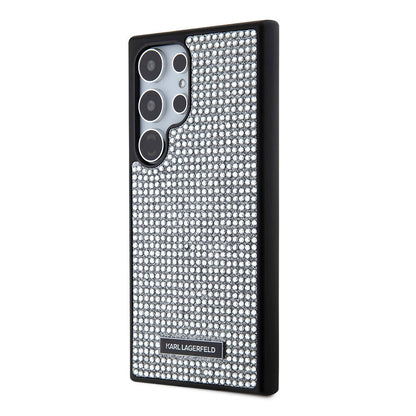 Galaxy S24 Ultra Kılıf Karl Lagerfeld Taşlı Metal Logo Orjinal Lisanslı Kapak