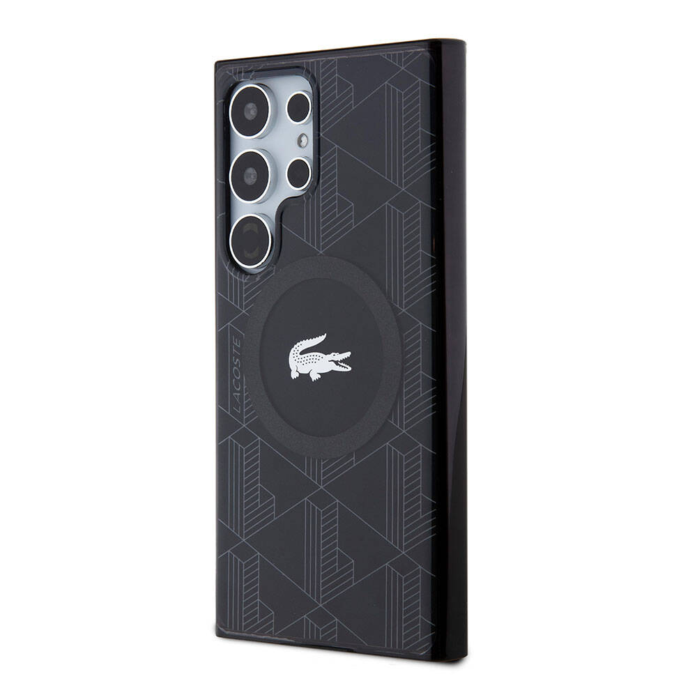 Galaxy S24 Ultra Kılıf Lacoste Orjinal Lisanslı M-safe Şarj Özellikli Çift Katmanlı Timsah Logolu Blend Monogram Kapak