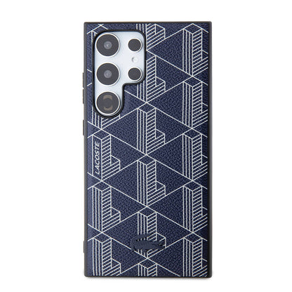 Galaxy S24 Ultra Kılıf Lacoste Orjinal Lisanslı M-safe Şarj Özellikli PU Deri Görünümlü Karışık Monogram Desenli Kapak