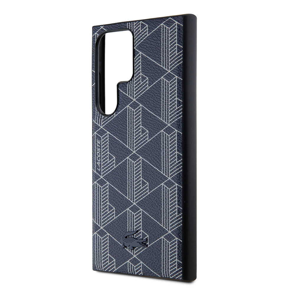 Galaxy S24 Ultra Kılıf Lacoste Orjinal Lisanslı M-safe Şarj Özellikli PU Deri Görünümlü Karışık Monogram Desenli Kapak