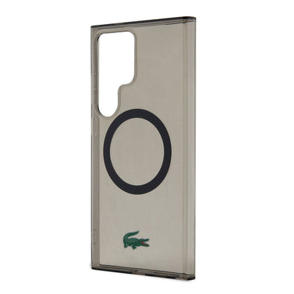 Galaxy S24 Ultra Kılıf Lacoste Orjinal Lisanslı M-safe Şarj Özellikli Transparan Timsah Logo Baskılı Kapak