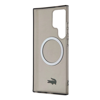 Galaxy S24 Ultra Kılıf Lacoste Orjinal Lisanslı M-safe Şarj Özellikli Transparan Timsah Logo Baskılı Kapak