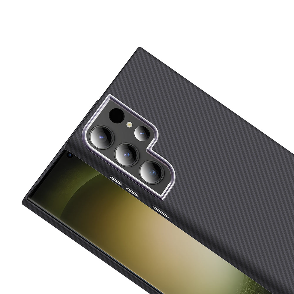 Galaxy S24 Ultra Kılıf M-safe Şarj Özellikli Karbon Fiber Görünümlü Zore Gros Kapak