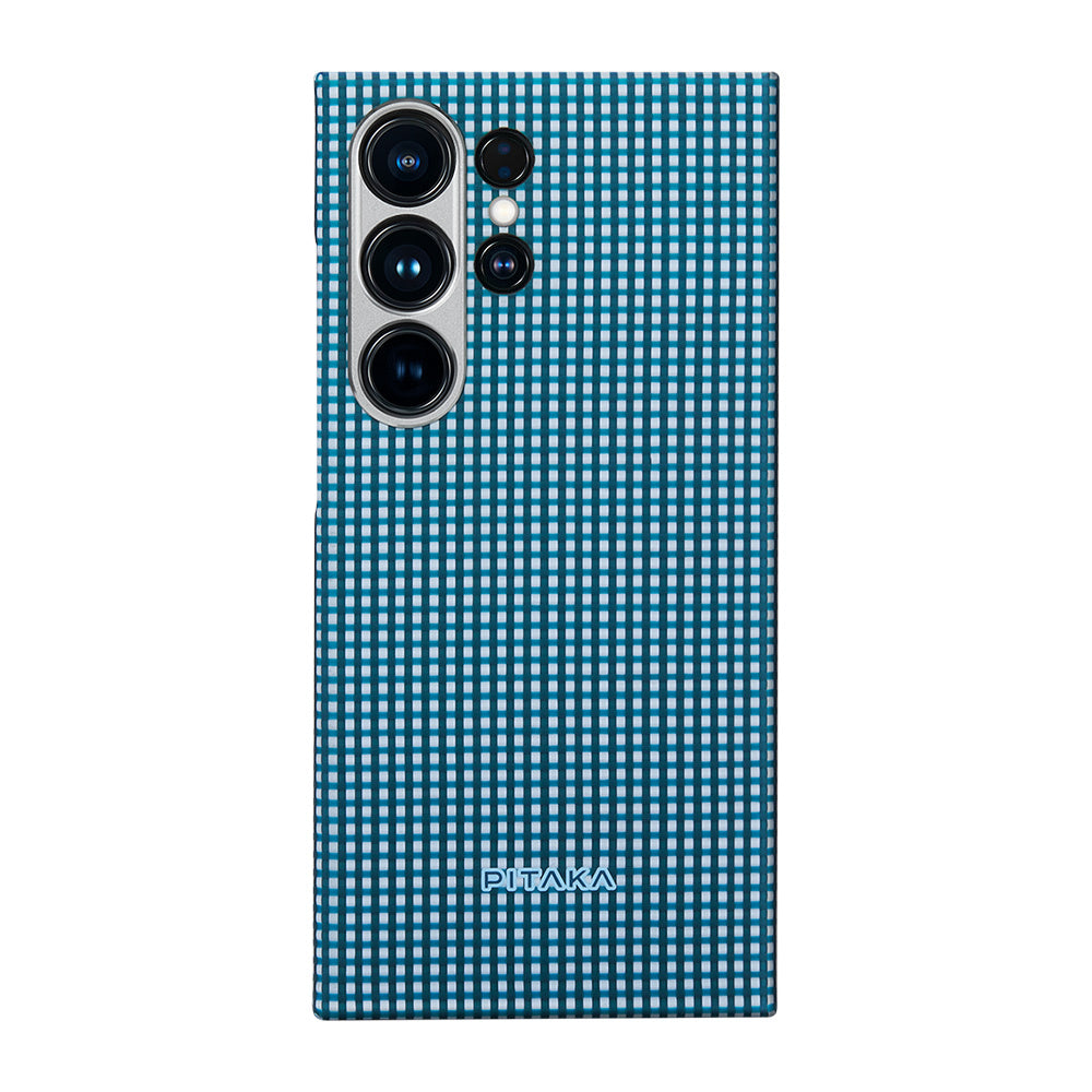 Galaxy S24 Ultra Kılıf M-safe Şarj Özellikli 1500D Aramid Fiber Pitaka Ultra-Slim Classic Serisi Ice Sea Kapak