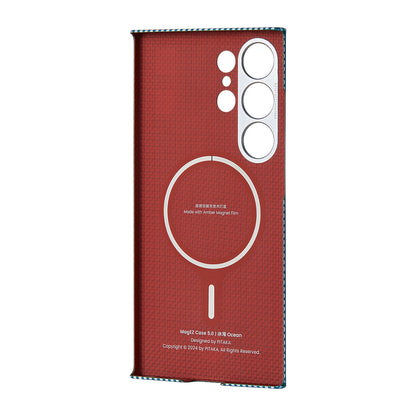 Galaxy S24 Ultra Kılıf M-safe Şarj Özellikli 1500D Aramid Fiber Pitaka Ultra-Slim Classic Serisi Ice Sea Kapak