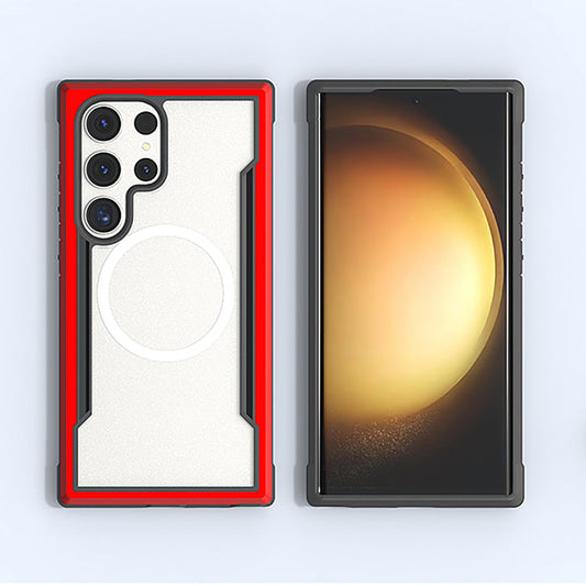 Galaxy S24 Ultra Kılıf M-safe Şarj Özellikli Airbagli Raptic Shield Serisi Şeffaf Arka Yüzey Kapak