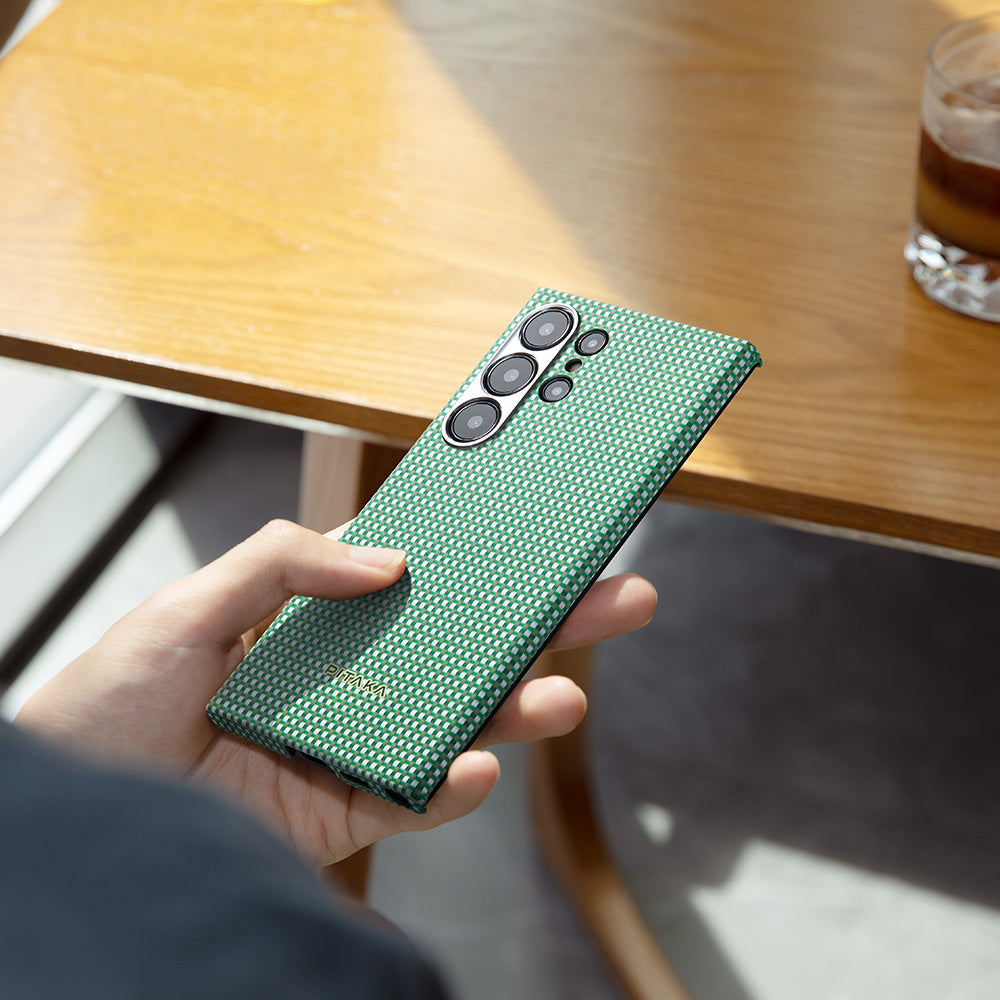 Galaxy S24 Ultra Kılıf M-safe Şarj Özellikli 1500D Aramid Fiber Pitaka Ultra-Slim Classic Serisi Aomori Kapak