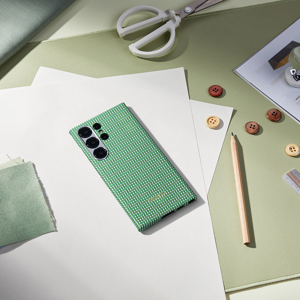 Galaxy S24 Ultra Kılıf M-safe Şarj Özellikli 1500D Aramid Fiber Pitaka Ultra-Slim Classic Serisi Aomori Kapak