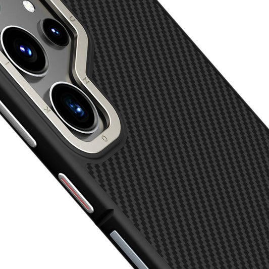 Galaxy S24 Ultra Kılıf M-safe Şarj Özellikli Aramid Fiber Tasarımlı Youngkit 600D Kevlar Serisi Kapak