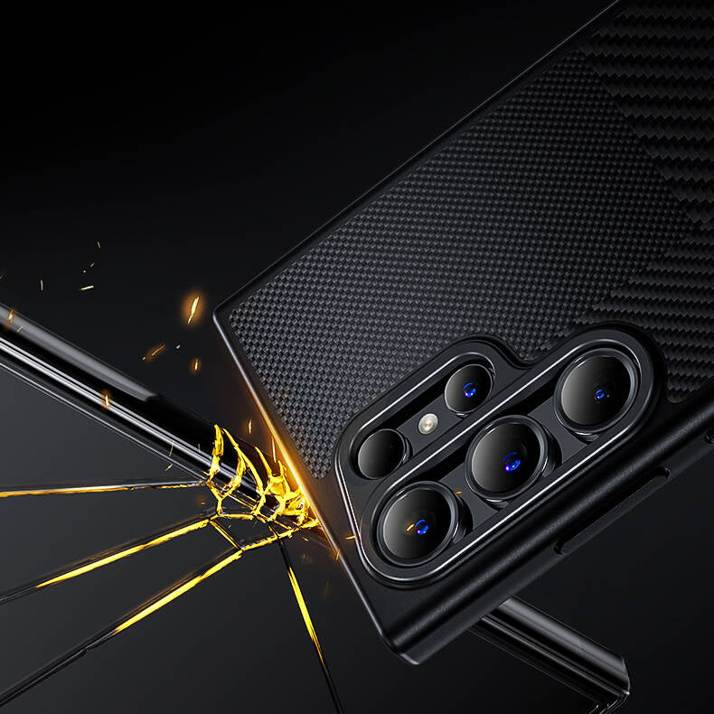 Galaxy S24 Ultra Kılıf M-safe Şarj Özellikli Karbon Fiber Benks Montage Hybrid ArmorPro Kevlar Kapak