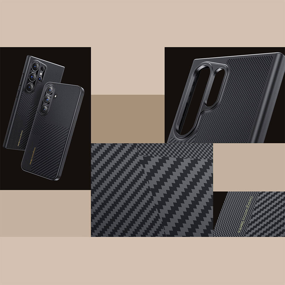 Galaxy S24 Ultra Kılıf M-safe Şarj Özellikli Karbon Fiber Benks Montage Hybrid ArmorPro Kevlar Kapak