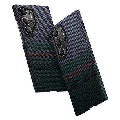 Galaxy S24 Ultra Kılıf M-safe Şarj Özellikli Karbon Fiber Tasarımlı Benks Aurora ArmorAir Kevlar Kapak