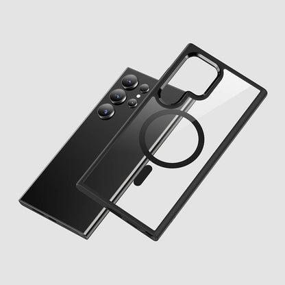 Galaxy S24 Ultra Kılıf M-safe Şarj Özellikli Şeffaf Arka Yüzey Benks MagClap TPU Çerçeve Kapak
