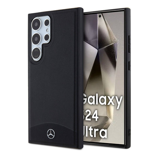 Galaxy S24 Ultra Kılıf Mercedes Benz Orjinal Lisanslı M-safe Şarj Özellikli Deri Dokumalı Sade Kapak