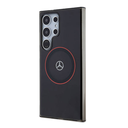 Galaxy S24 Ultra Kılıf Mercedes Benz Orjinal Lisanslı M-safe Şarj Özellikli IML Yıldız Logolu Red Ring Kapak