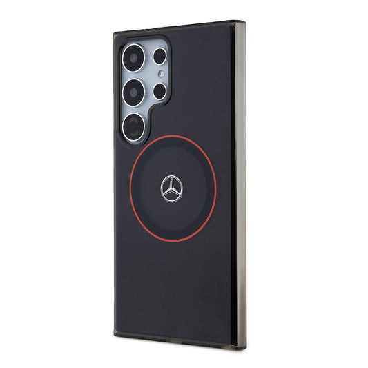 Galaxy S24 Ultra Kılıf Mercedes Benz Orjinal Lisanslı M-safe Şarj Özellikli IML Yıldız Logolu Red Ring Kapak