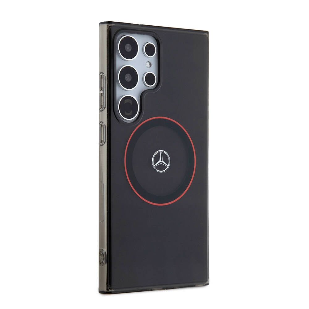 Galaxy S24 Ultra Kılıf Mercedes Benz Orjinal Lisanslı M-safe Şarj Özellikli IML Yıldız Logolu Red Ring Kapak