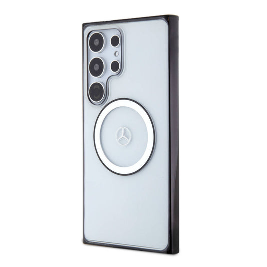 Galaxy S24 Ultra Kılıf Mercedes Benz Orjinal Lisanslı M-safe Şarj Özellikli PC TPU Transparan Black Ring Kapak