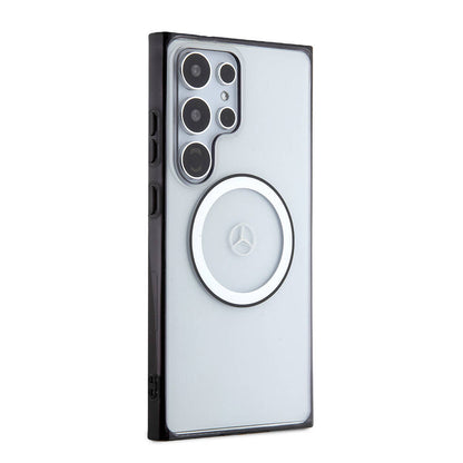 Galaxy S24 Ultra Kılıf Mercedes Benz Orjinal Lisanslı M-safe Şarj Özellikli PC TPU Transparan Black Ring Kapak