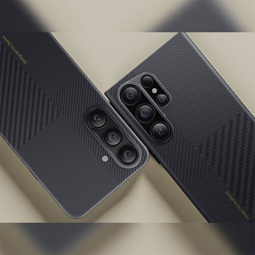 Galaxy S24 Ultra M-safe Şarj Özellikli Karbon Fiber Benks Montage ArmorAir Kevlar Kapak