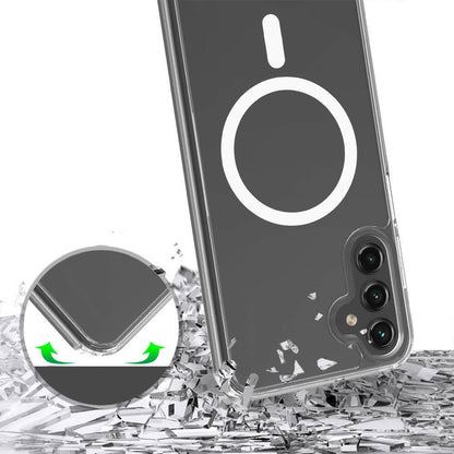 Galaxy S25 FE Kılıf M-safe Şarj Özellikli Şeffaf Sert PC Zore Embos Kapak