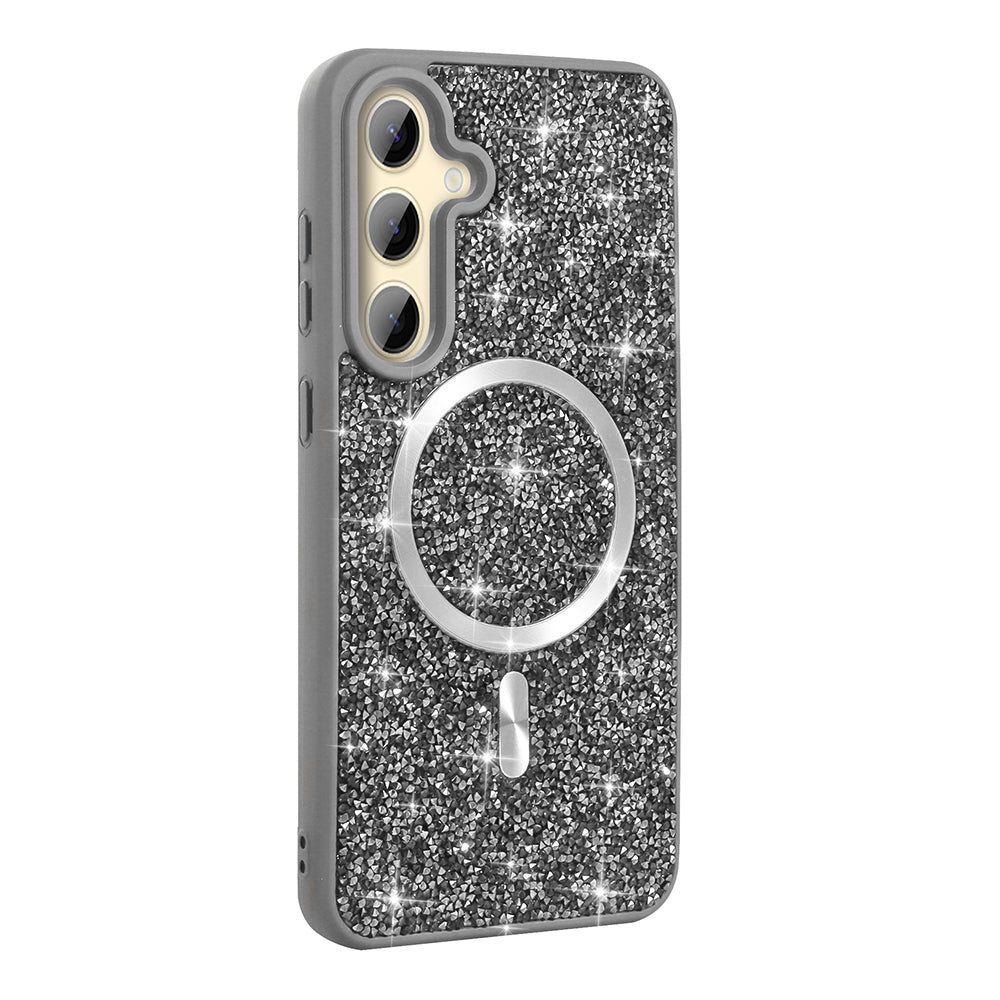 Galaxy S25 FE Kılıf Pırlanta Tasarımlı M-safe Şarj Özellikli Zore Mozaik Silikon Kapak