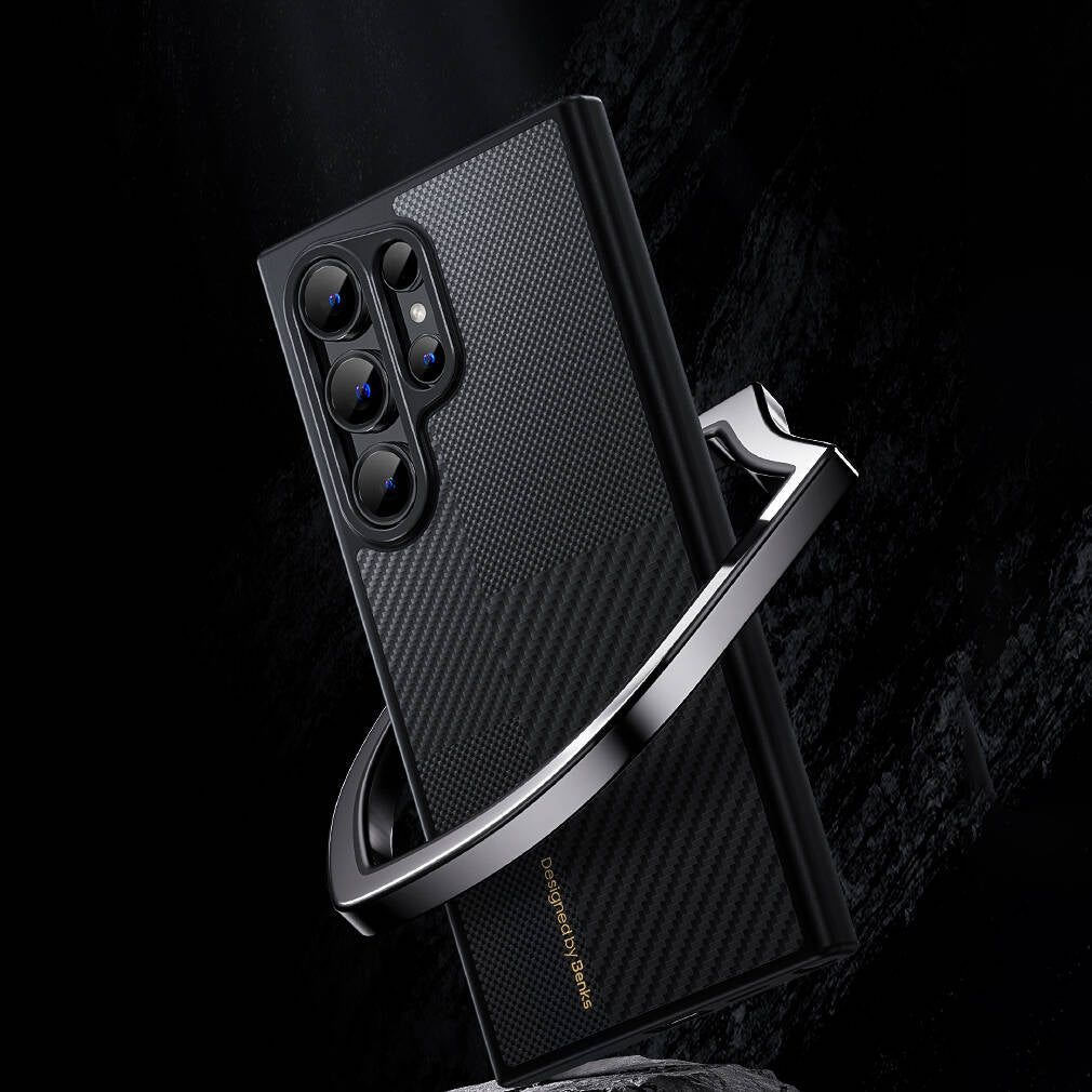 Galaxy S25 Kılıf M-safe Şarj Özellikli Karbon Fiber Benks Montage Hybrid ArmorPro Kevlar Kapak