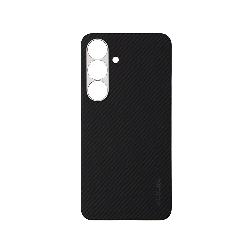 Galaxy S25 Kılıf M-safe Şarj Özellikli 600D Aramid Fiber Pitaka Ultra-Slim Classic Serisi Black-Grey Twill Kapak