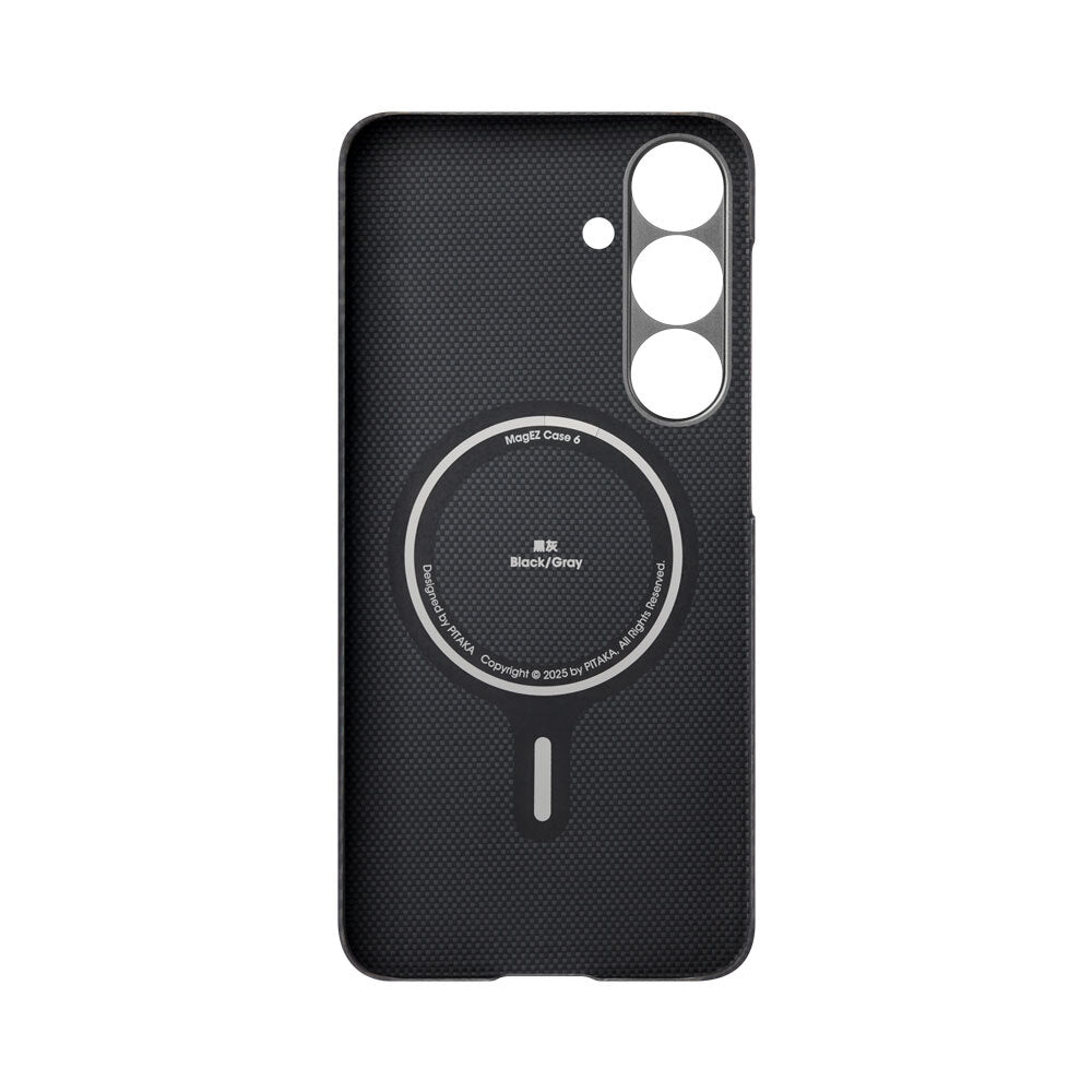 Galaxy S25 Kılıf M-safe Şarj Özellikli 600D Aramid Fiber Pitaka Ultra-Slim Classic Serisi Black-Grey Twill Kapak