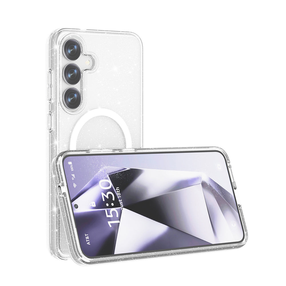 Galaxy S25 Kılıf M-safe Şarj Özellikli Parlayan Simli Saydam Renkli Zore Allstar Kapak
