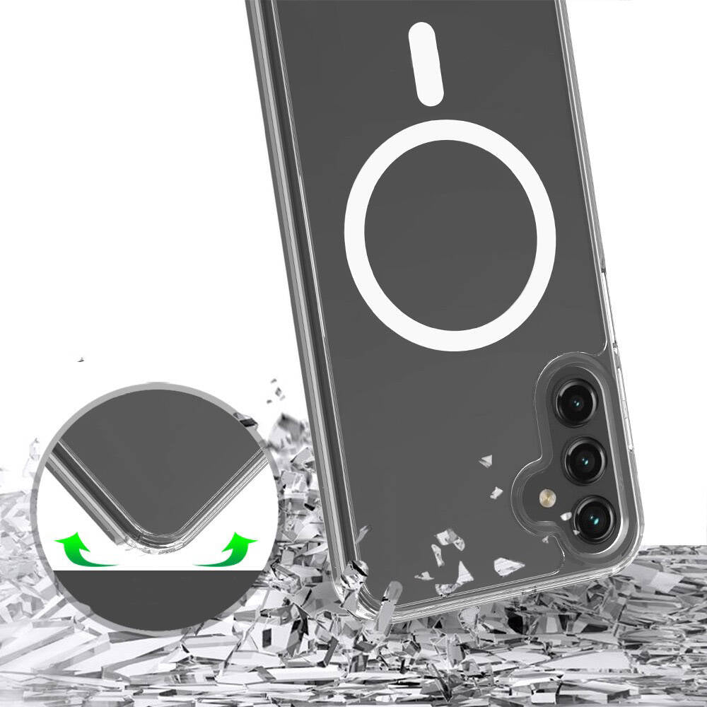 Galaxy S25 Kılıf M-safe Şarj Özellikli Şeffaf Sert PC Zore Embos Kapak