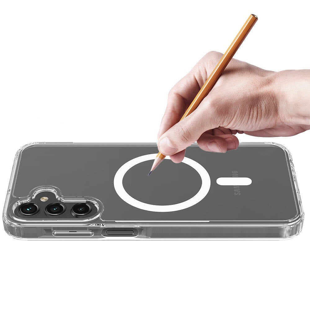 Galaxy S25 Kılıf M-safe Şarj Özellikli Şeffaf Sert PC Zore Embos Kapak