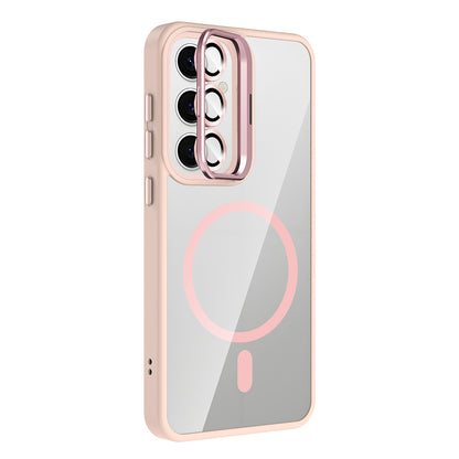 Galaxy S25 Kılıf Standlı ve Kamera Lens Hediyeli M-Safe Şarj Özellikli Zore Etro Kapak