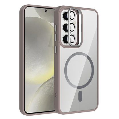 Galaxy S25 Kılıf Standlı ve Kamera Lens Hediyeli M-Safe Şarj Özellikli Zore Etro Kapak