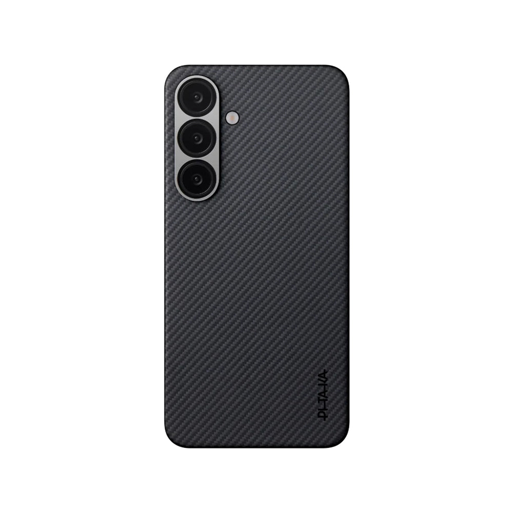 Galaxy S25 Plus Kılıf M-safe Şarj Özellikli 600D Aramid Fiber Pitaka Ultra-Slim Classic Serisi Black-Grey Twill Kapak