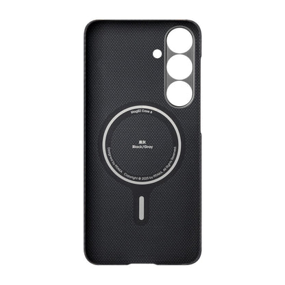 Galaxy S25 Plus Kılıf M-safe Şarj Özellikli 600D Aramid Fiber Pitaka Ultra-Slim Classic Serisi Black-Grey Twill Kapak