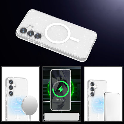 Galaxy S25 Plus Kılıf M-safe Şarj Özellikli Parlayan Simli Saydam Renkli Zore Allstar Kapak