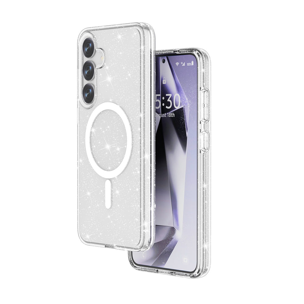 Galaxy S25 Plus Kılıf M-safe Şarj Özellikli Parlayan Simli Saydam Renkli Zore Allstar Kapak